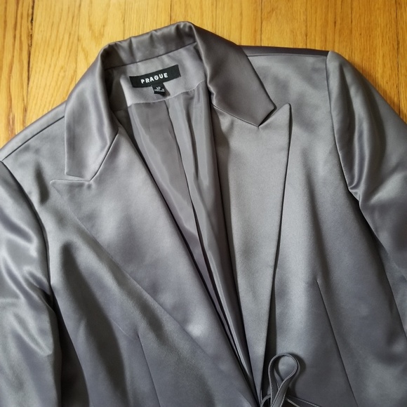 Prague 90's Style Dressy Blazer Silver 12 - Picture 2 of 8